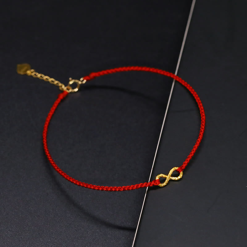 KarmaRipple's 999 Gold Mobius Infinite Love Fu Character Bronze Coin Protection Handmade Ultra-Thin Rope Bracelet p70