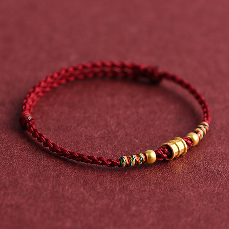 KarmaRipple's 999 Gold Small Bucket Shape Design Handmade Luck?Braided Rope Bracelet Anklet p5
