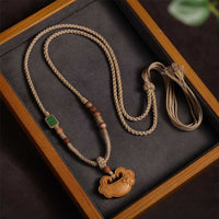 KarmaRipple's Tibetan Sandalwood Chinese Lock Talisman Protection Pendant Necklace