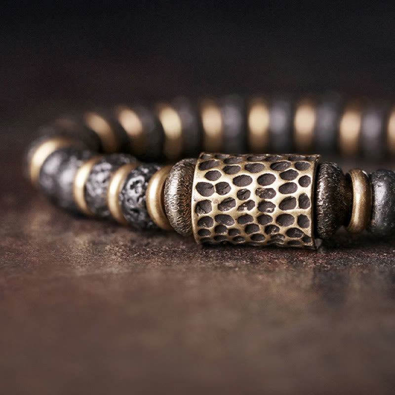 KarmaRipple's Vintage Lava Rock Beadwork Calm Bronze Bracelet p3