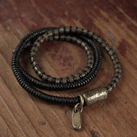 KarmaRipple's Balancing Tibetan Ebony Wood Beadwork Bronze Multilayered Bracelet