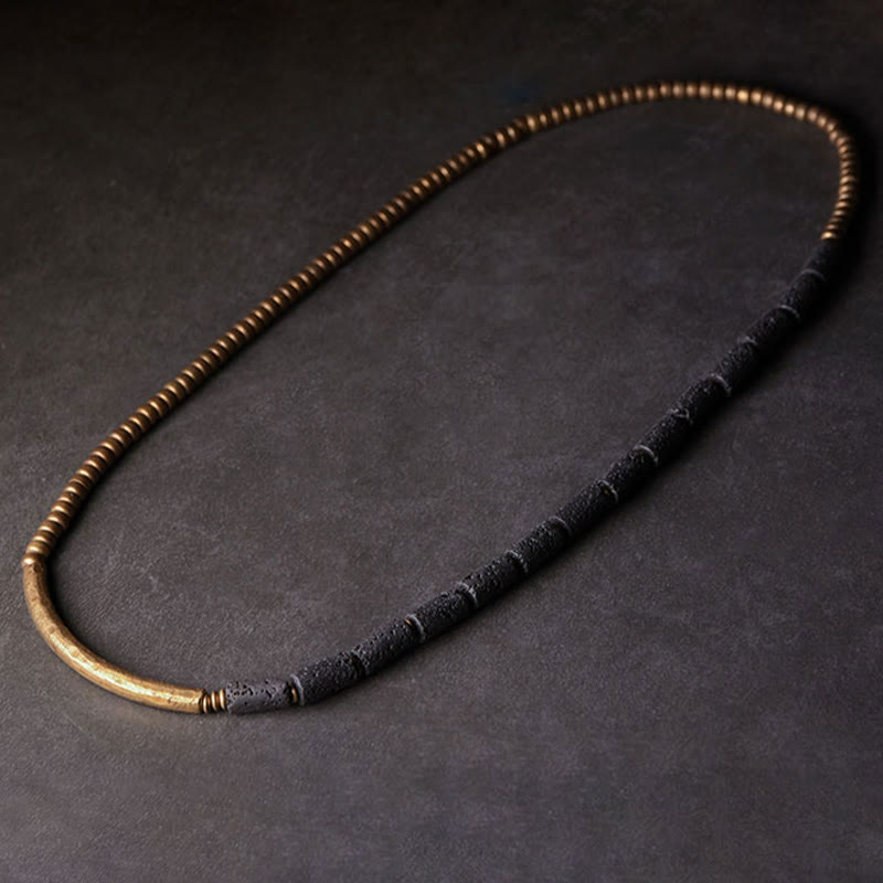 KarmaRipple's Vintage Lava Rock Bronze Beadwork Multi-layered Wrap Bracelet p3