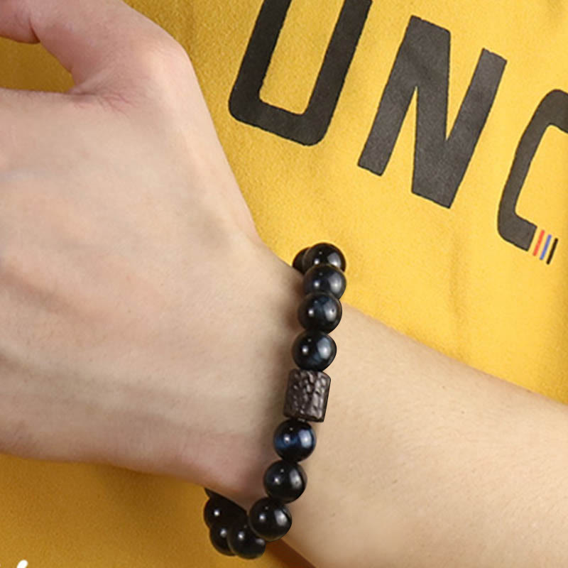 KarmaRipple's Tiger Eye Ebony Wood Beadwork Calm Bracelet p4