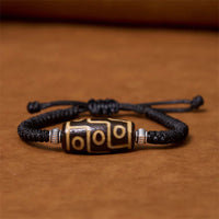 KarmaRipple's Tibetan Nine-Eye Dzi Bead Three-eyed Dzi Bead Wealth Protection Rope Bracelet