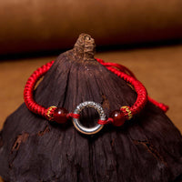 KarmaRipple's 925 Sterling Silver Plated Bronze Peace Buckle Protection Woven String Bracelet