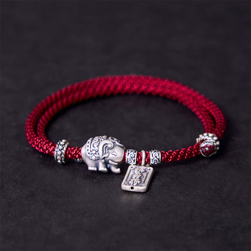 KarmaRipple's 925 Sterling Silver Elephant Safe And Well Amulet Talisman Strength Bracelet p28
