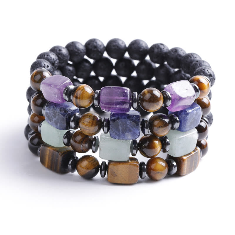 KarmaRipple's Various Crystals Lava Rock Calm Bracelet p58