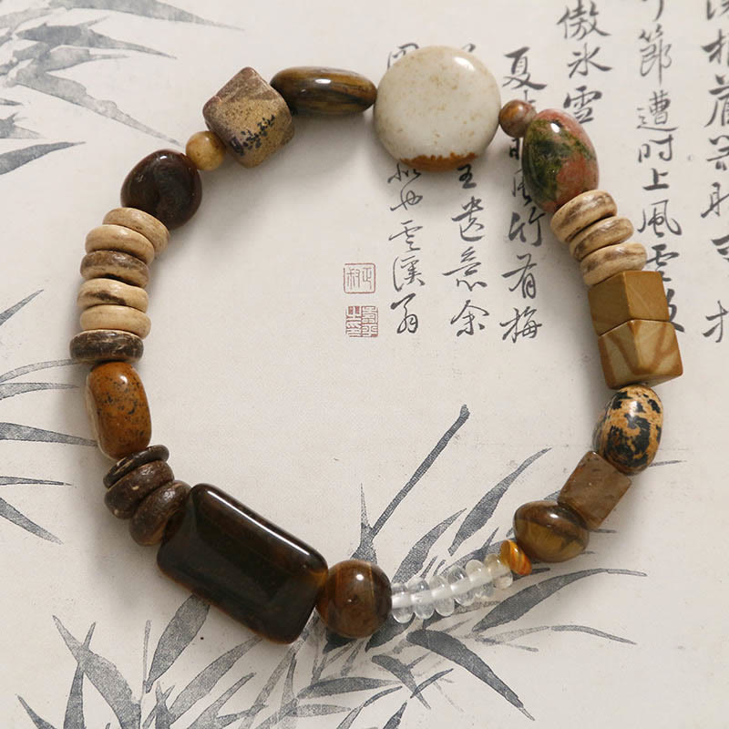 KarmaRipple's Coconut Shell Tiger Eye Courage Bracelet p1