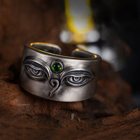 KarmaRipple's 925 Sterling Silver Bodhisattva Tara Calm Adjustable Ring