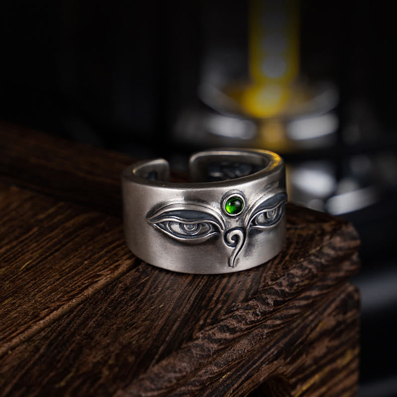 KarmaRipple's 925 Sterling Silver Bodhisattva Tara Calm Adjustable Ring p10