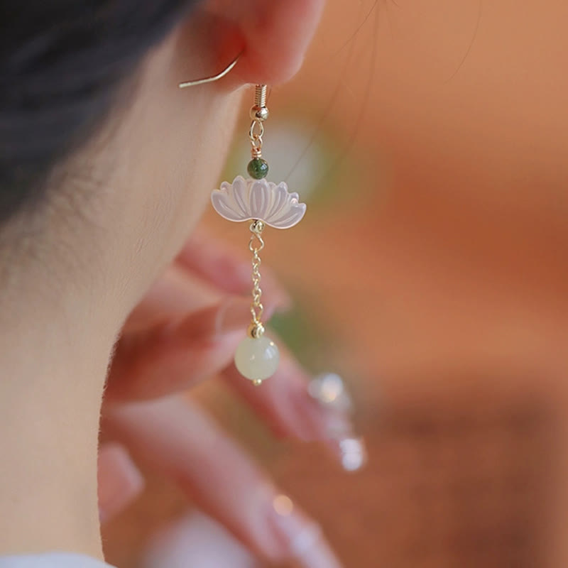KarmaRipple's Hetian Jade Lotus Prosperity Earrings p3