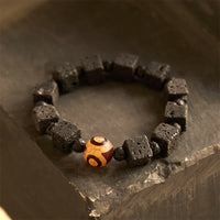 KarmaRipple's Lava Rock Dzi Bead Balancing Bracelet