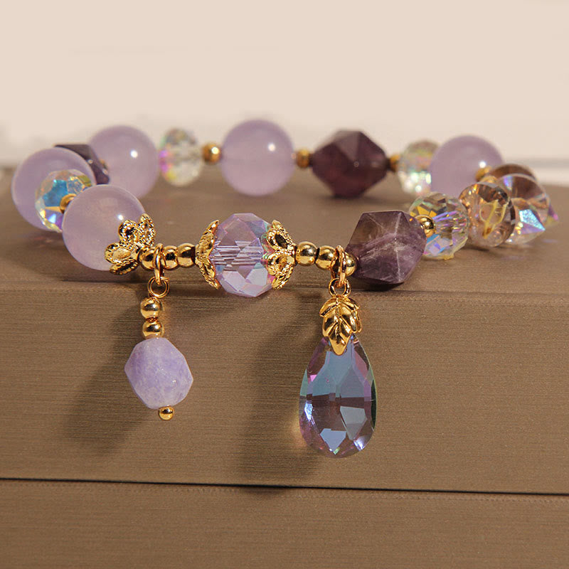 KarmaRipple's Amethyst Ivory Gemstone Drop Meditation Bracelet p1