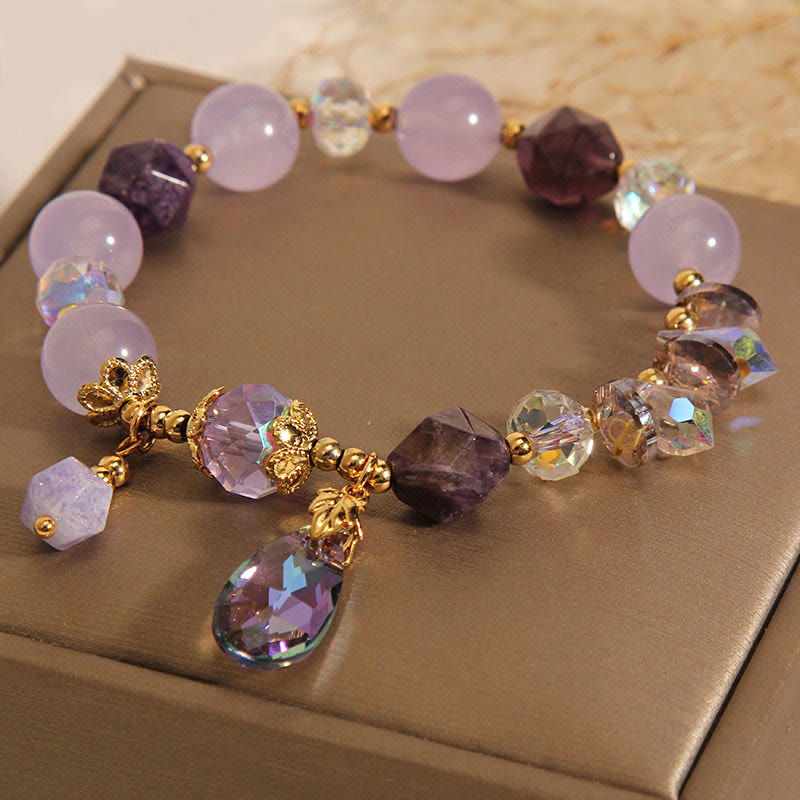 KarmaRipple's Amethyst Ivory Gemstone Drop Meditation Bracelet p3