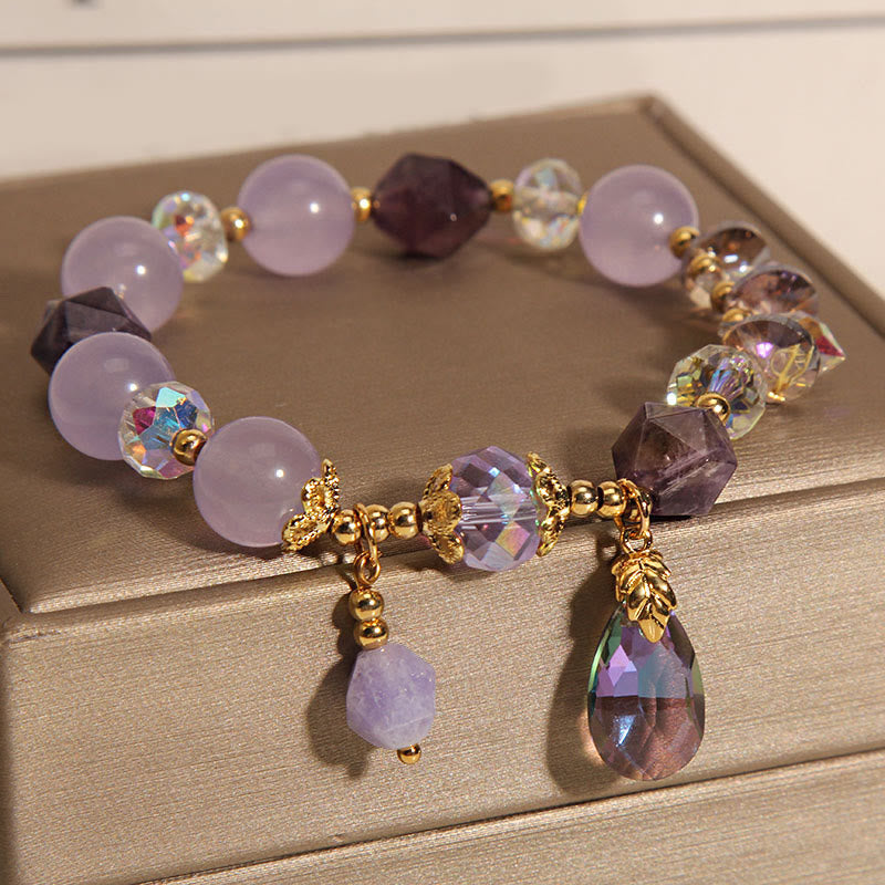 KarmaRipple's Amethyst Ivory Gemstone Drop Meditation Bracelet p5