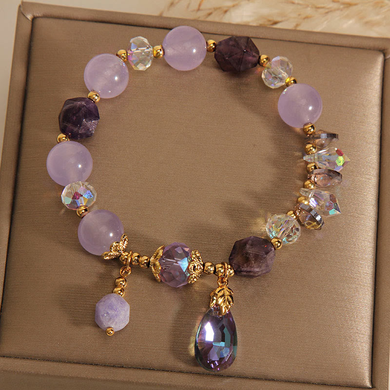 KarmaRipple's Amethyst Ivory Gemstone Drop Meditation Bracelet p8