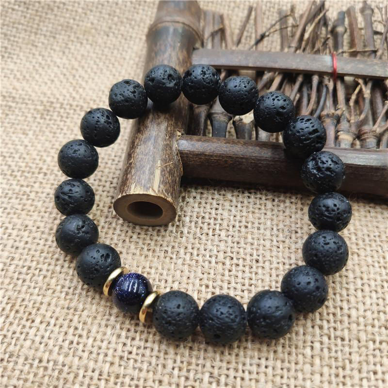 KarmaRipple's Lava Rock Goldstone Blue Sandstone Balancing Bracelet p2