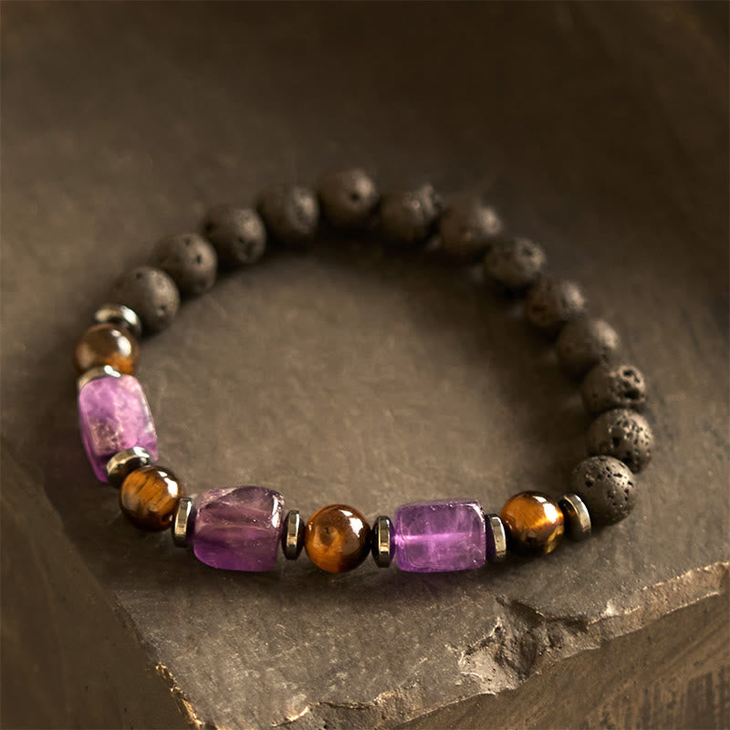 KarmaRipple's Various Crystals Lava Rock Calm Bracelet p59