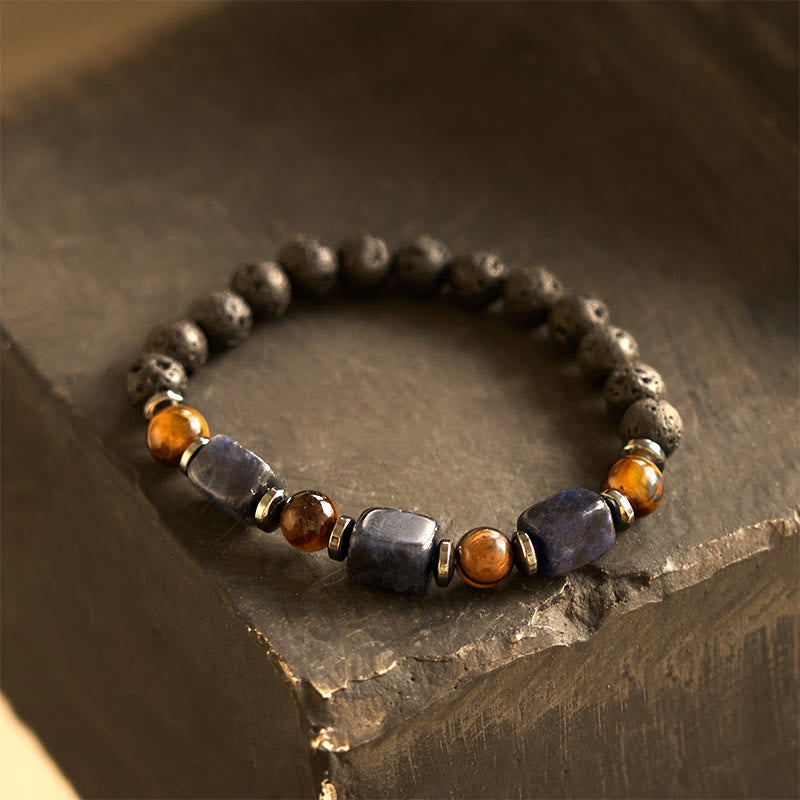 KarmaRipple's Various Crystals Lava Rock Calm Bracelet p63