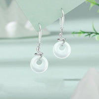 KarmaRipple's 925 Sterling Silver Chalcedony Peace Buckle Year Of The Snake Balance Earrings
