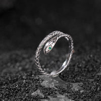 KarmaRipple's 925 Sterling Silver Year Of The Snake Adjustable Open Blessing Protection Ring