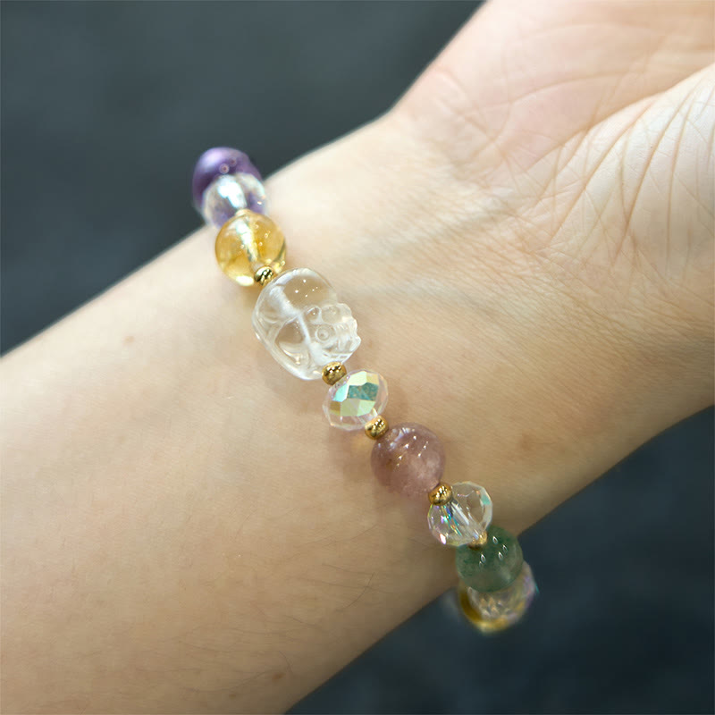KarmaRipple's PiXiu Ivory Gemstone Citrine Green Strawberry Quartz Amethyst Fortune Bracelet p6