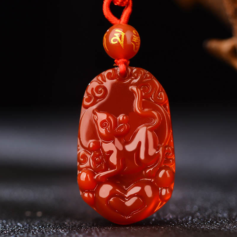 KarmaRipple's Chinese Zodiac Red Agate Fortune Pendant Necklace p24