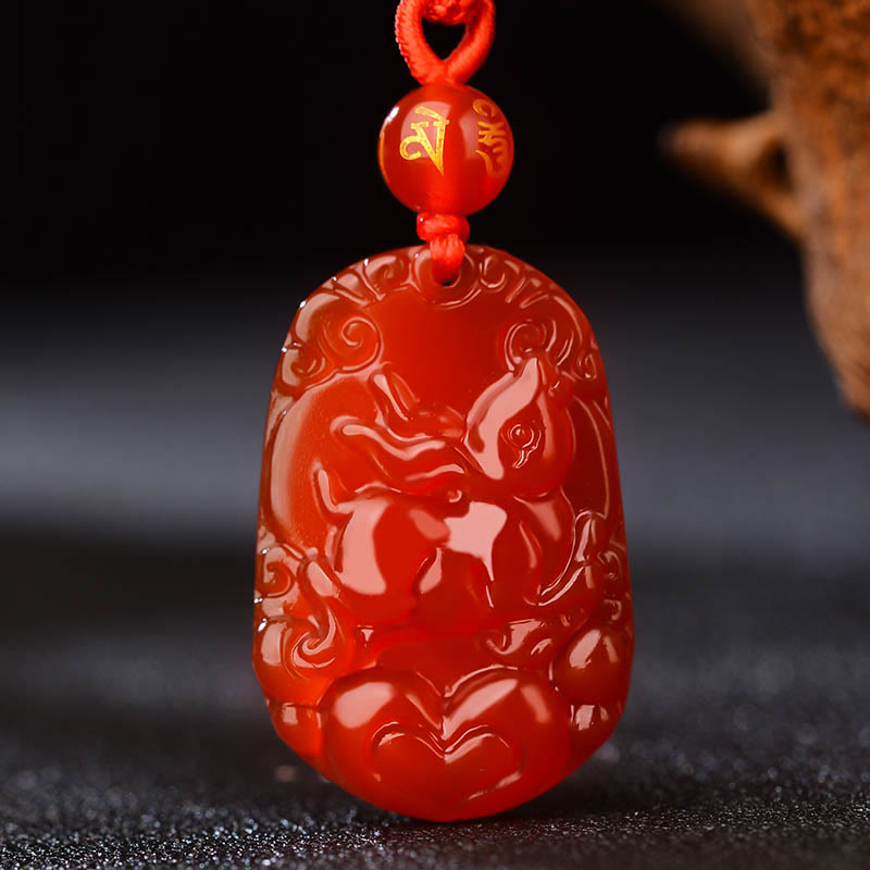 KarmaRipple's Chinese Zodiac Red Agate Fortune Pendant Necklace p27