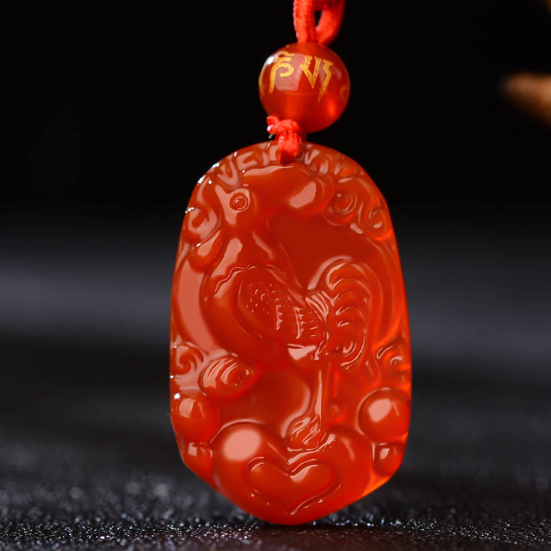 KarmaRipple's Chinese Zodiac Red Agate Fortune Pendant Necklace p32