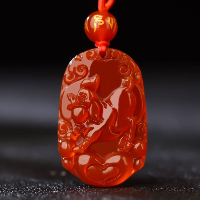 KarmaRipple's Chinese Zodiac Red Agate Fortune Pendant Necklace p34