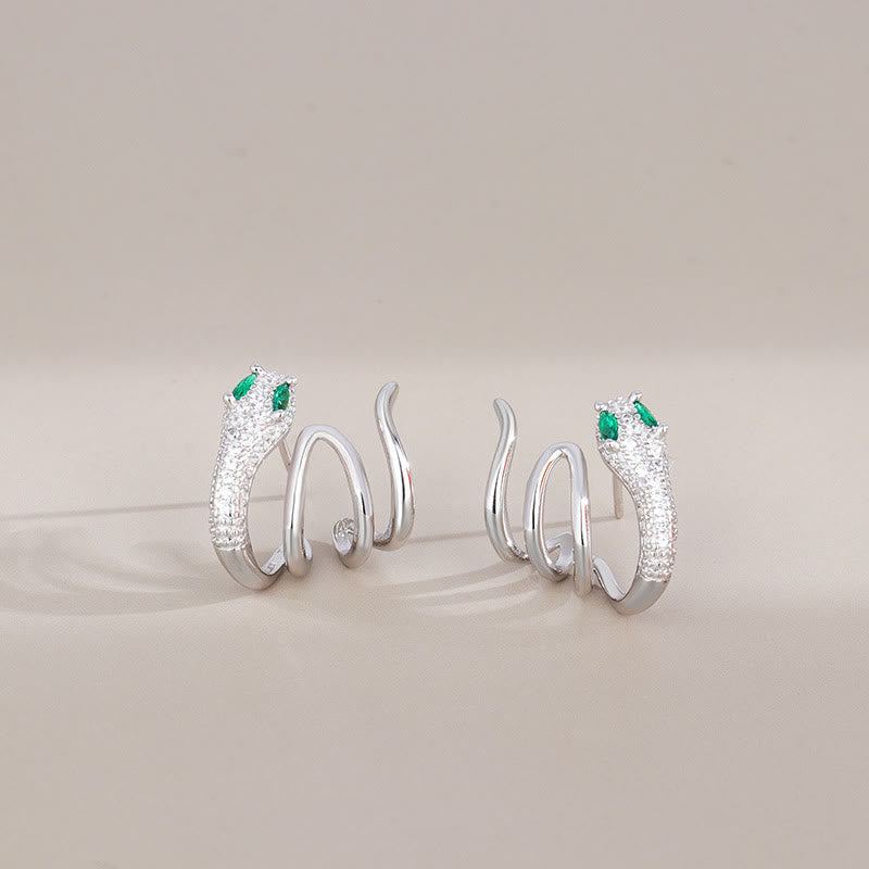 KarmaRipple's 925 Sterling Silver Green-eyed Snake Shape Year Of The Snake Balance Earrings p8