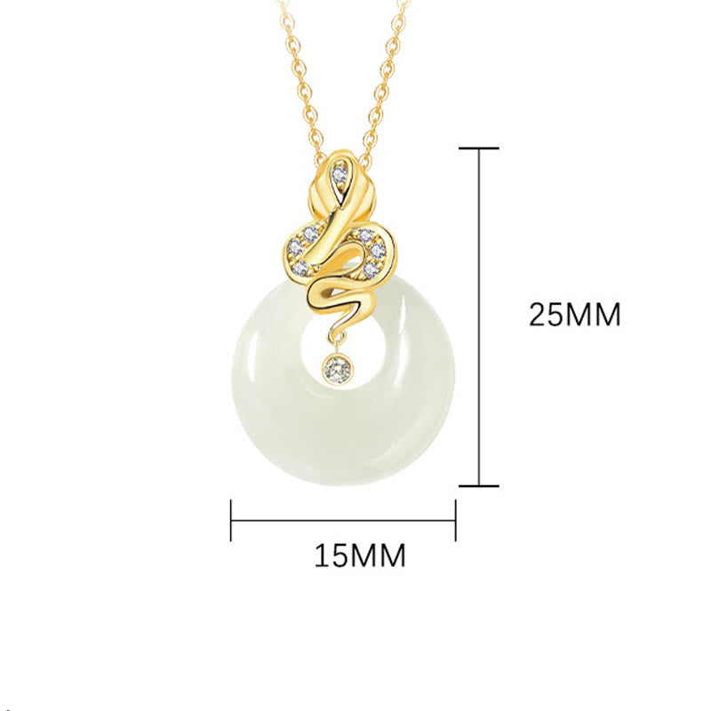 KarmaRipple's 925 Sterling Silver Hetian Jade Year Of The Snake Peace Buckle Fortune Blessing Pendant Necklace p3