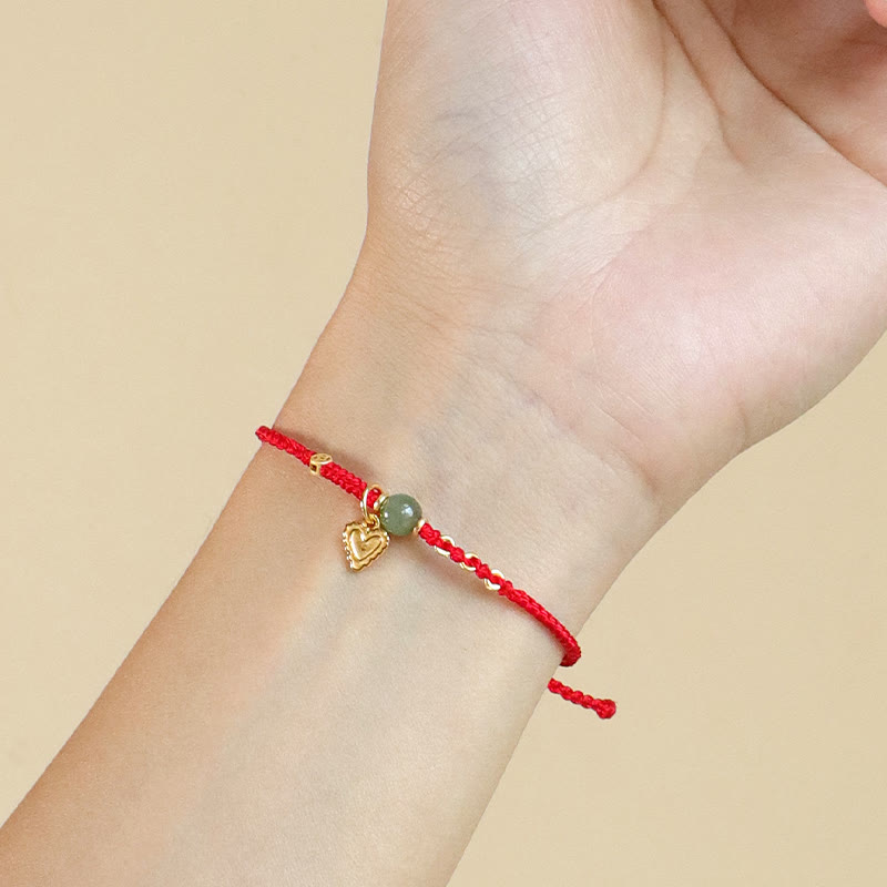 KarmaRipple's 925 Sterling Silver Hetian Jade Bead Bronze Coin Love Heart Talisman Fortune Bracelet p6