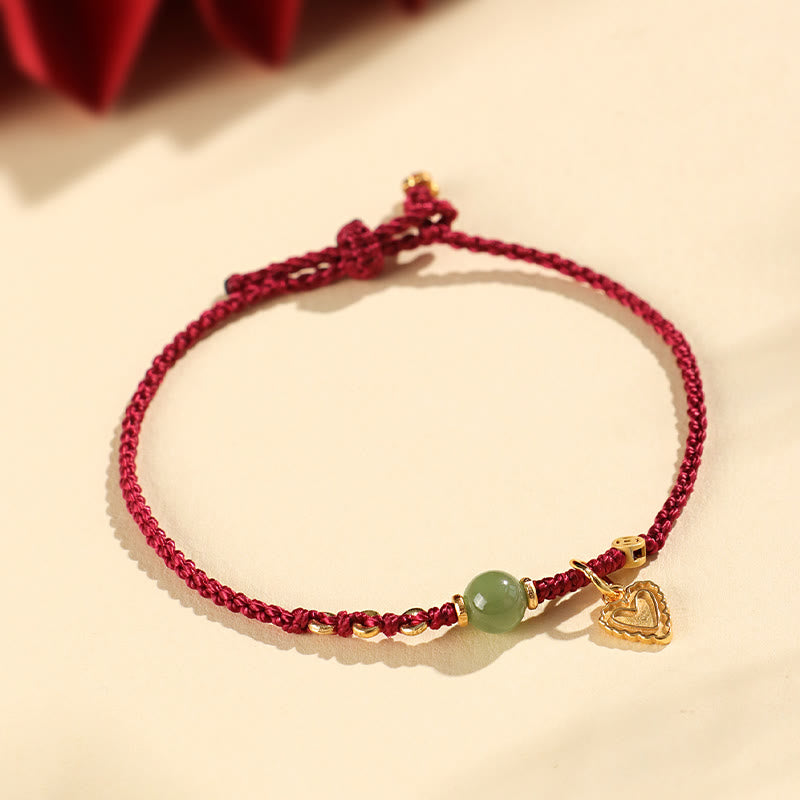 KarmaRipple's 925 Sterling Silver Hetian Jade Bead Bronze Coin Love Heart Talisman Fortune Bracelet p11