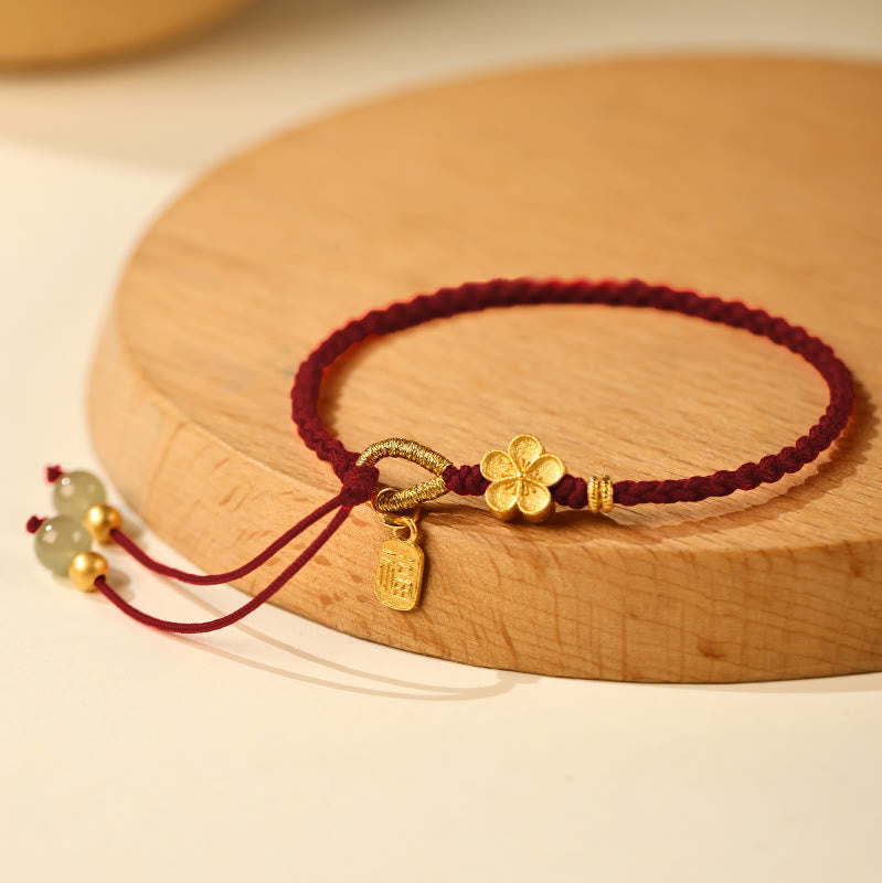 KarmaRipple's Hetian Jade Small Peach Blossom Fu Character Talisman Fortune String Bracelet p16