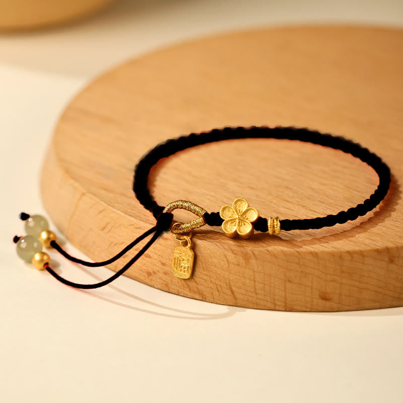 KarmaRipple's Hetian Jade Small Peach Blossom Fu Character Talisman Fortune String Bracelet p15