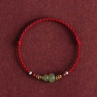 KarmaRipple's Authentic Hetian Jade Gourd Protection Fortune Woven Bracelet Anklet