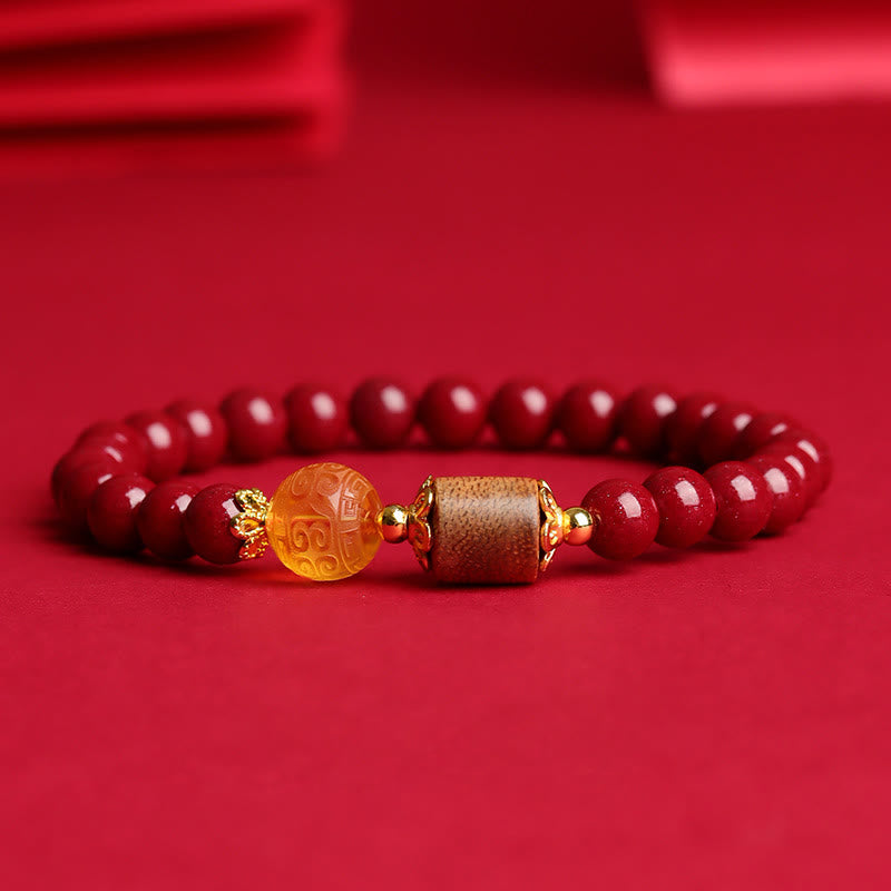 KarmaRipple's Cinnabar Amber Agarwood Blessing Bracelet p15
