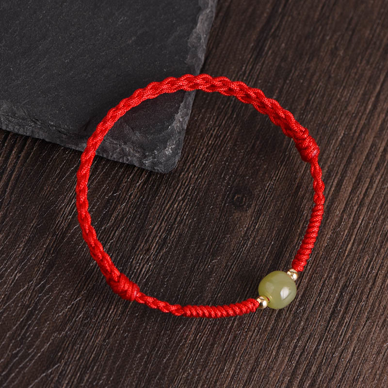 KarmaRipple's Authentic Hetian Jade 999 Gold Beadwork Protection Fortune Woven Bracelet Anklet p3
