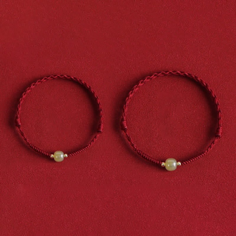 KarmaRipple's Authentic Hetian Jade 999 Gold Beadwork Protection Fortune Woven Bracelet Anklet p5