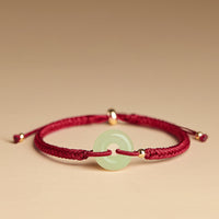 KarmaRipple's Authentic Hetian Jade Peace Buckle Fu Character Protection Fortune Woven Bracelet