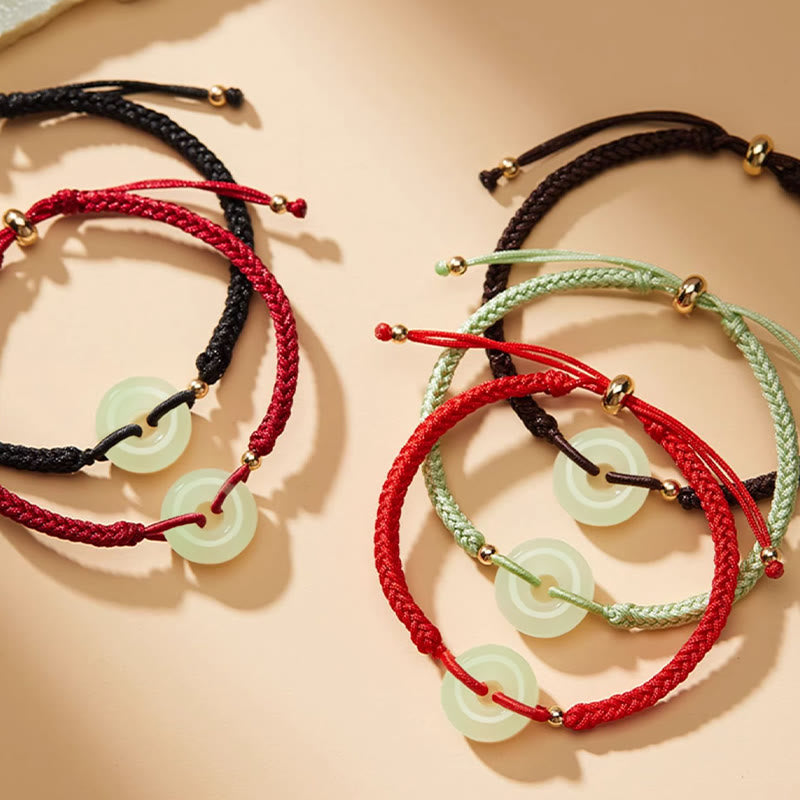 KarmaRipple's Authentic Hetian Jade Peace Buckle Fu Character Protection Fortune Woven Bracelet p27