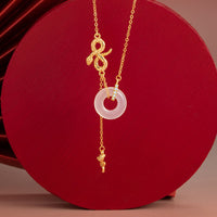 KarmaRipple's Chalcedony 925 Sterling Silver Year of the Snake Rose Balance Pendant Necklace