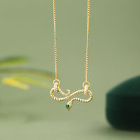 KarmaRipple's 999 Sterling Silver Year of the Snake Coiling Snake Infinite Symbol Blessing Pendant Necklace