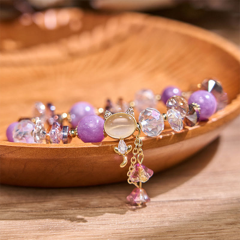 KarmaRipple's Amethyst Green Gemstone Red Gemstone Cat Balance Bracelet p5