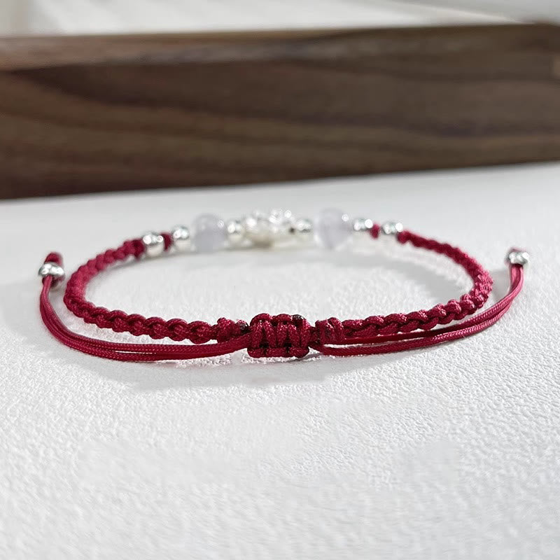 KarmaRipple's 999 Sterling Silver Lotus Design Cat's Eye Bead Protection String Bracelet p16