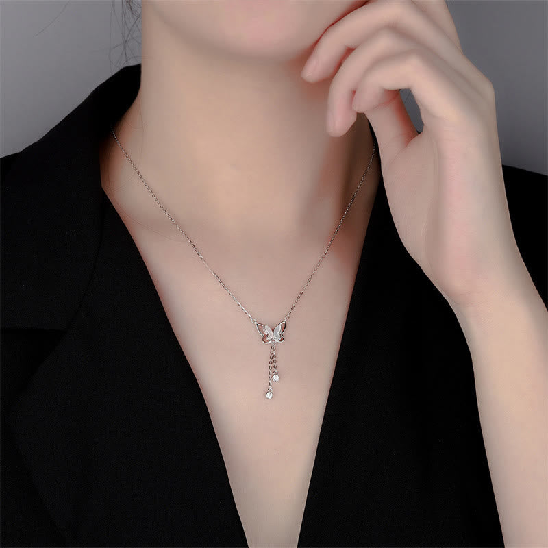 KarmaRipple's 999 Sterling Silver Tridacna Stone Butterfly Calm Pendant Necklace p11