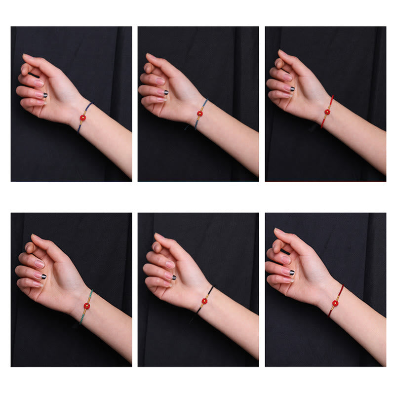 KarmaRipple's 999 Gold Mini Bead Handmade Flower Design Fortune Protection?Rope Bracelet p18