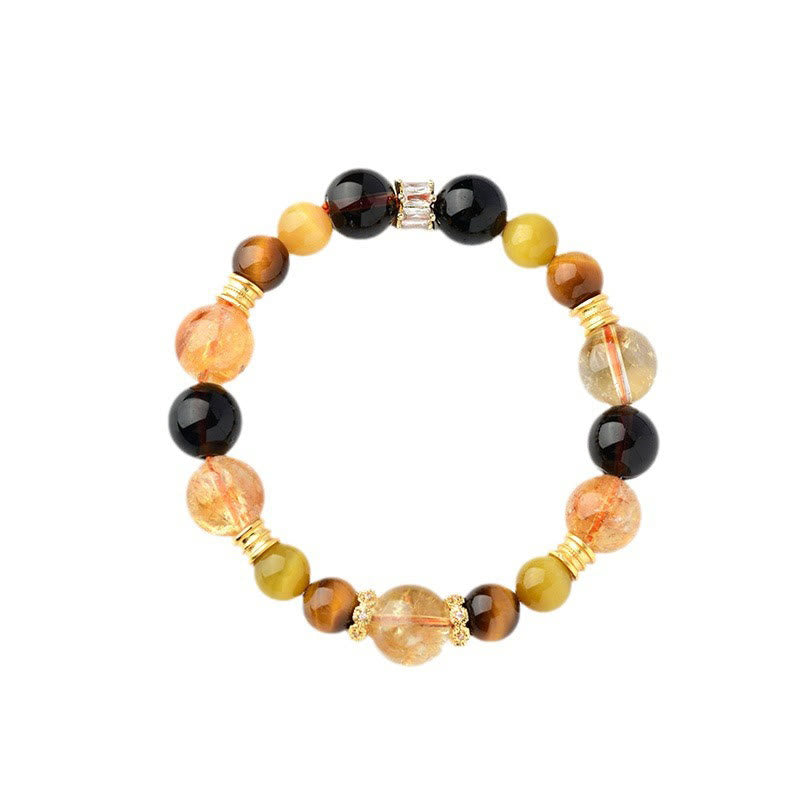 KarmaRipple's Authentic Citrine Smoky Quartz Tiger Eye Duobao Gemstone Prosperity Bracelet p10