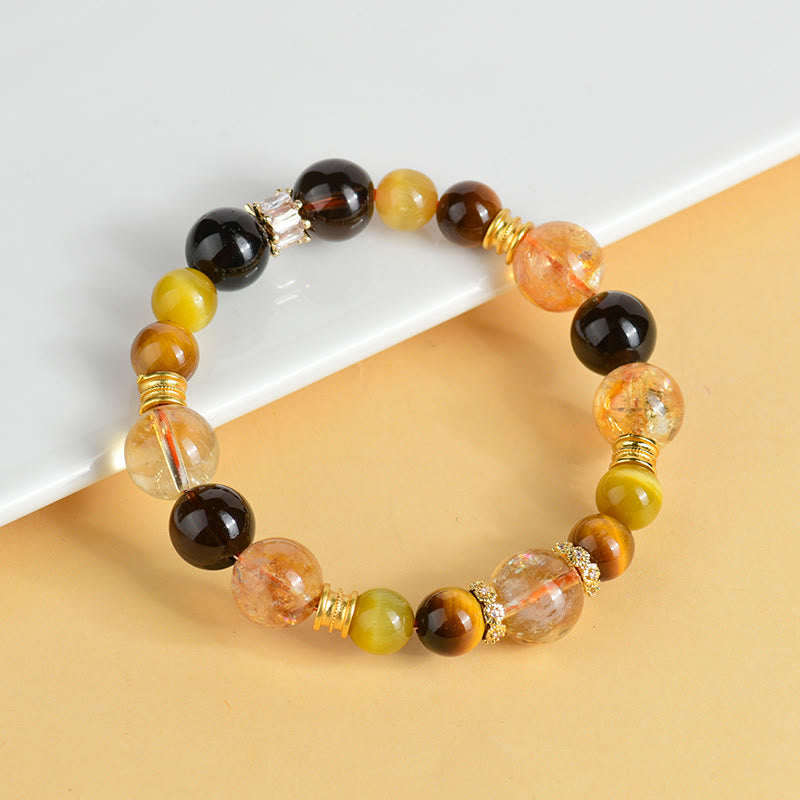 KarmaRipple's Authentic Citrine Smoky Quartz Tiger Eye Duobao Gemstone Prosperity Bracelet p4